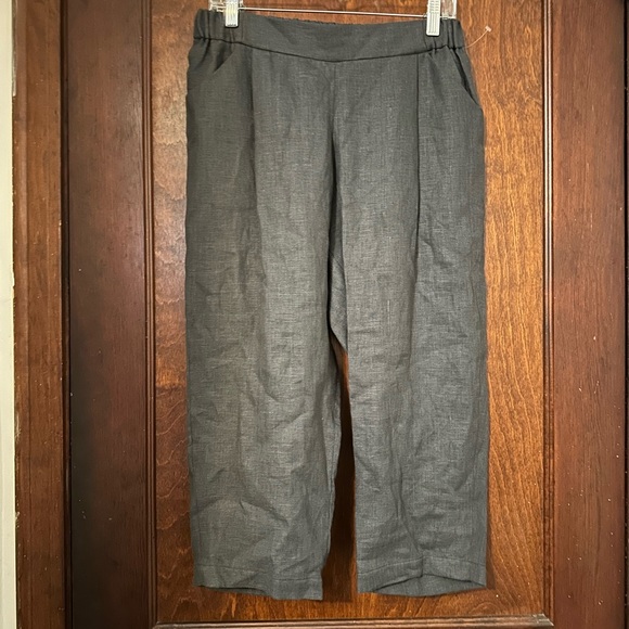 Otto Finn Jane Wide Leg Cropped Linen Pants Size M - Picture 2 of 4